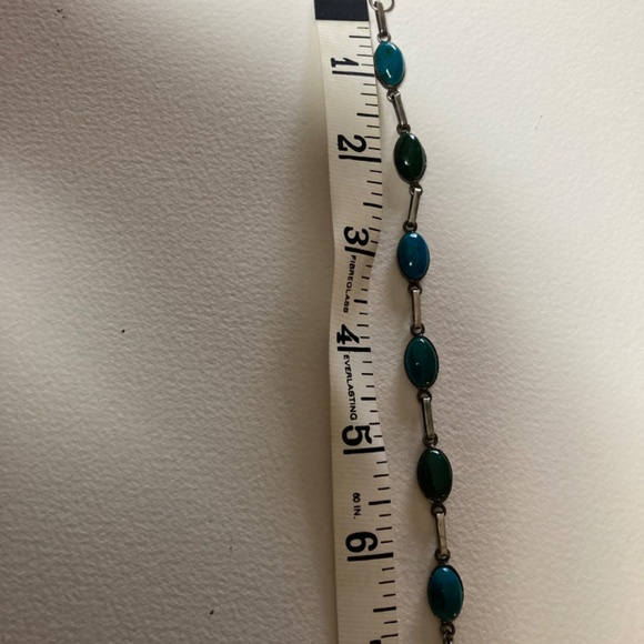 950 Silver Chrysocolla Blue Stones Vintage  Bracelet - Picture 4 of 7